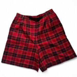 Vintage Counterparts Plaid High Rise Bermuda Shorts Red Tartan 14 Made in Canada